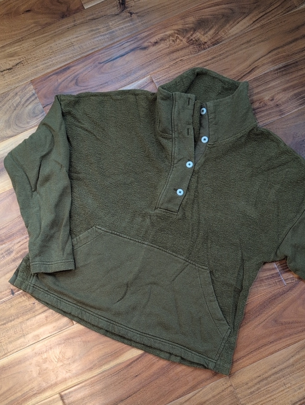 REI Olive Green Button-Front Women's Pullover Sweater
